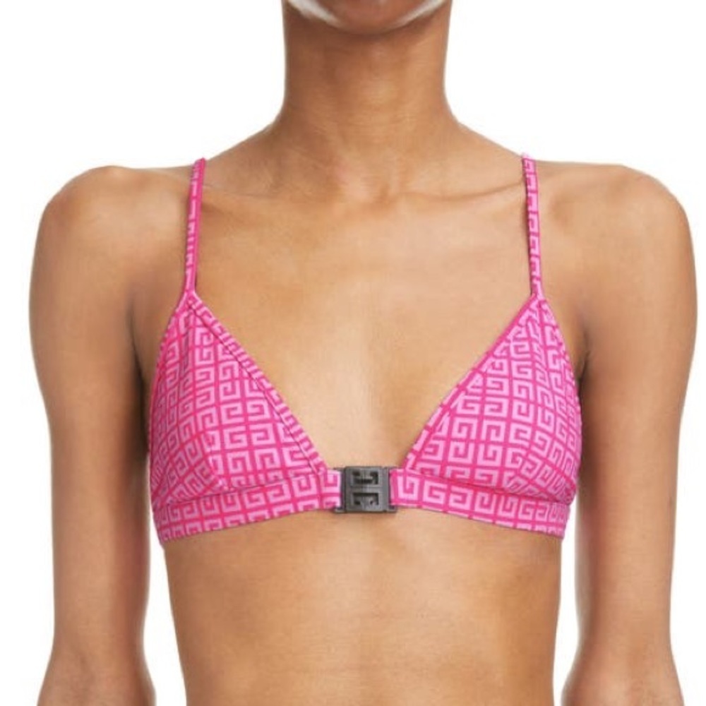 Givenchy logo Barbie pink bikini top